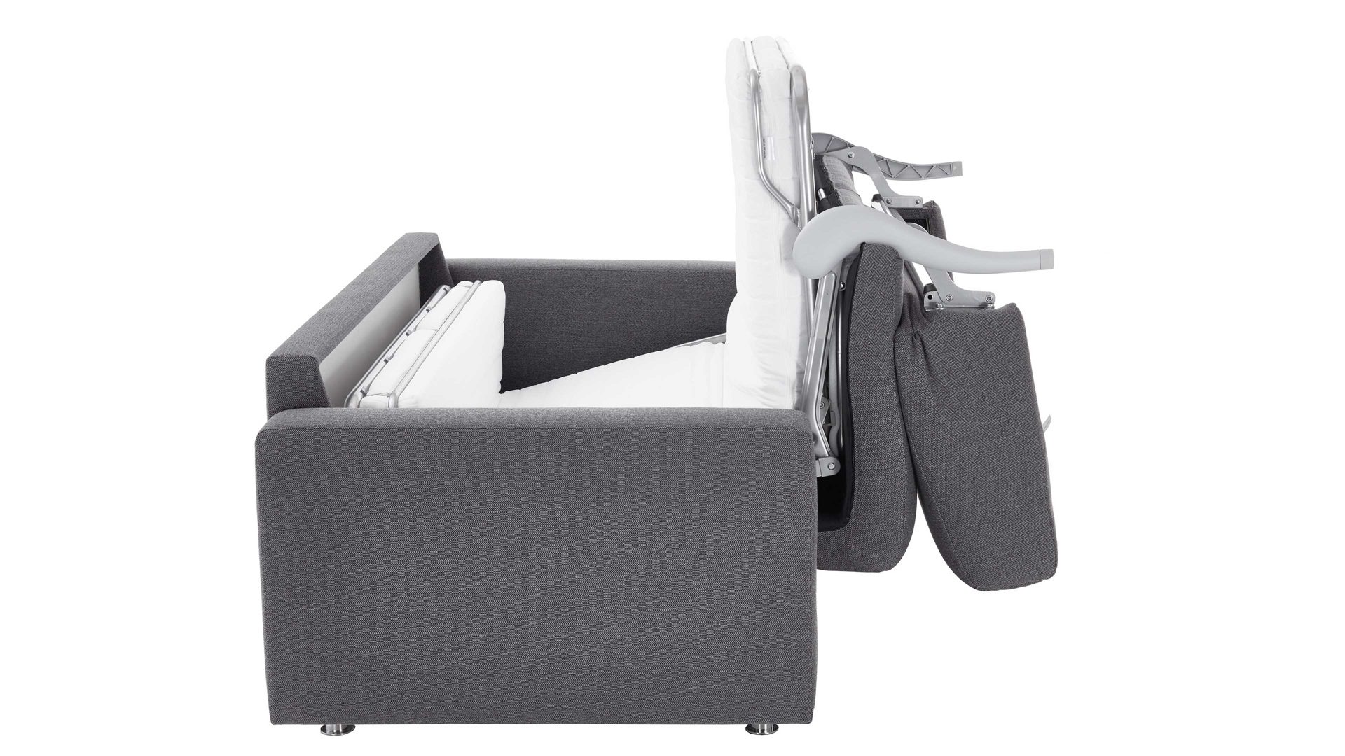 Schlafsofa comfortmaster besser sitzen, liegen, leben aus Stoff in Anthrazit Comfortmaster Messina Funktionssofa - Schlafcouch anthrazitfarbener Webstoff 8-2122 & Chromfüße 84 - Breite ca. 177 cm