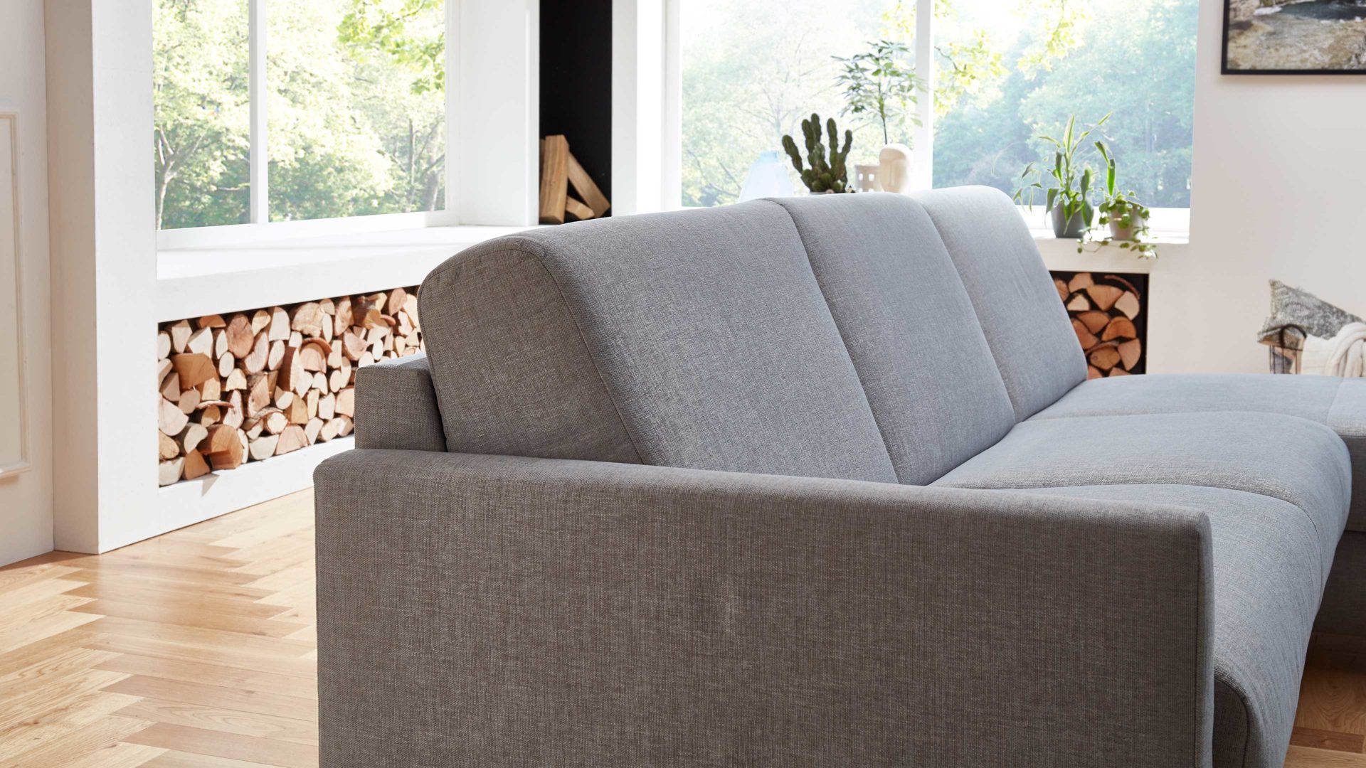 Ecksofa comfortmaster besser sitzen, liegen, leben aus Stoff in Hellblau Comfortmaster Messina - Ecksofa hellblauer Bezug 8-8001 - Stellfläche ca. 281 x 160 cm