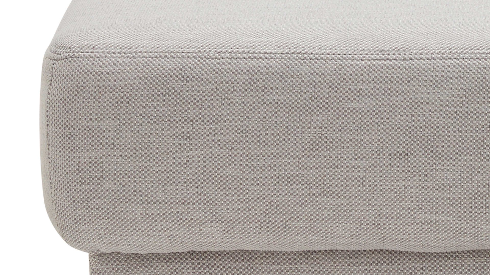 Polsterhocker Interliving aus Stoff in Hellgrau Interliving Sofa Serie 4251 – Polsterhocker hellgraues Flachgewebe Sneak 149 & silberfarbene Metallfüße – ca. 95 x 65 cm