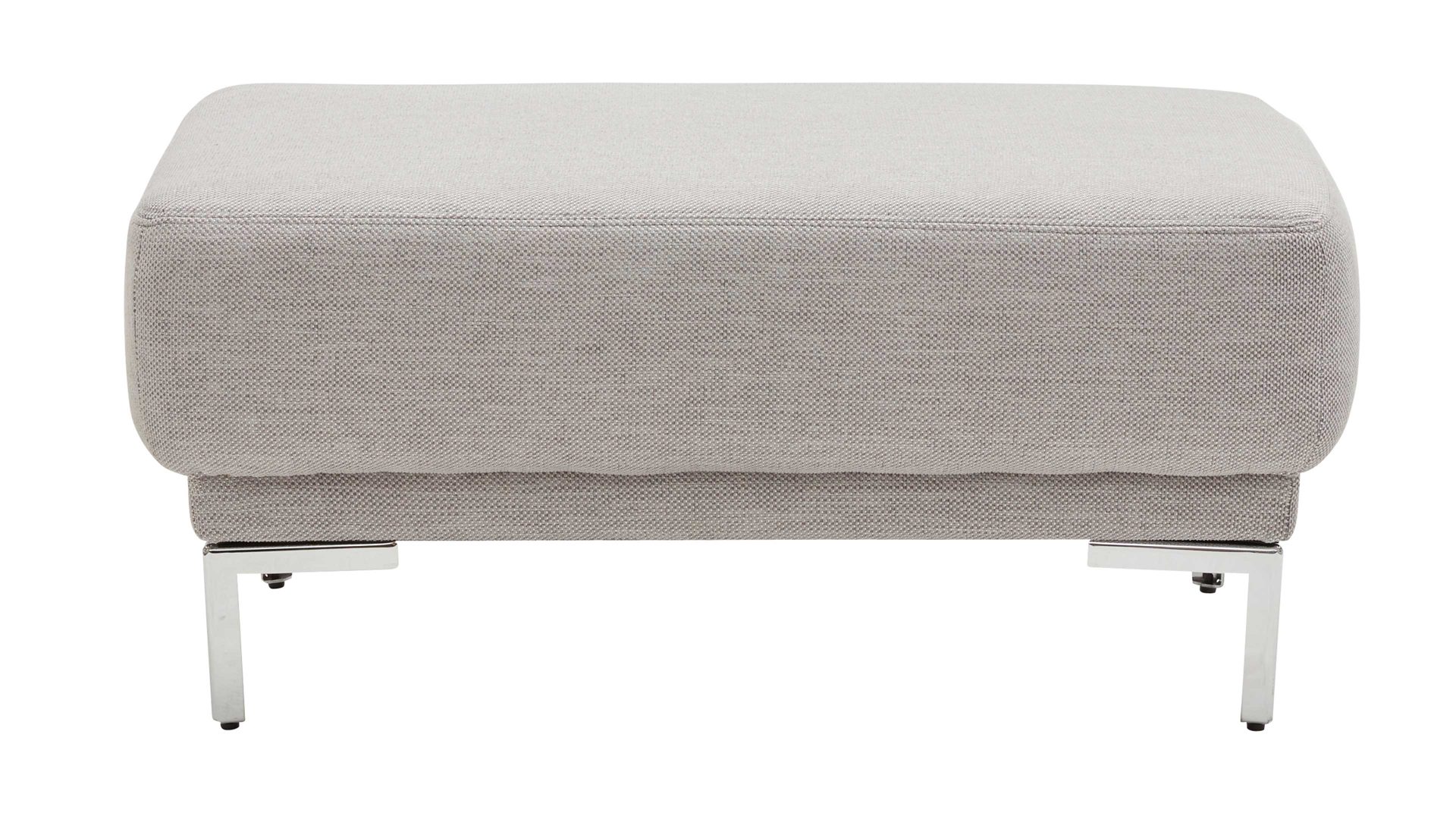 Polsterhocker Interliving aus Stoff in Hellgrau Interliving Sofa Serie 4251 – Polsterhocker 30005 hellgraues Flachgewebe Sneak 149 & silberfarbene Metallfüße – ca. 95 x 65 cm