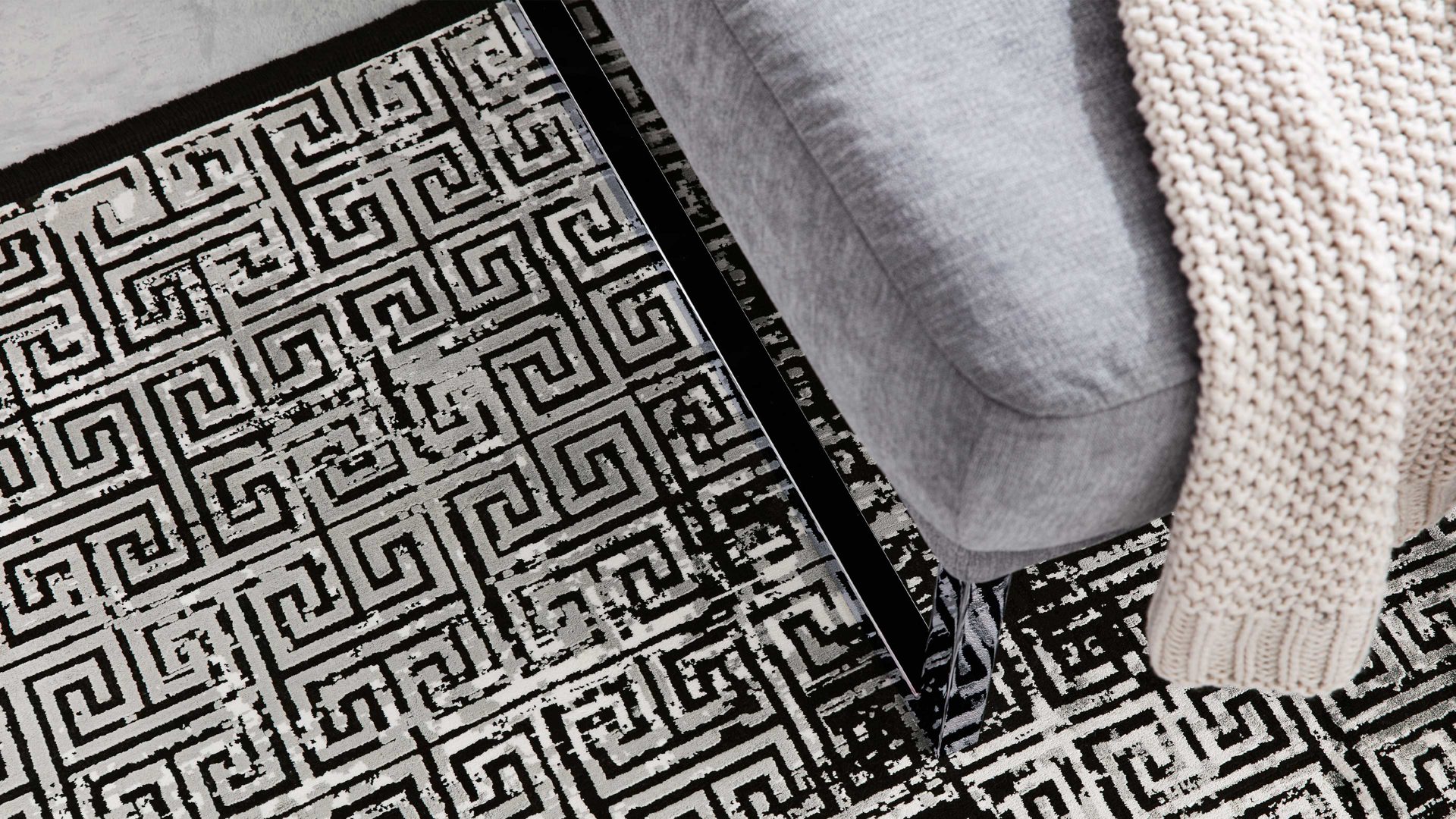 Handwebteppich Interliving aus Mischgewebe in Schwarz Interliving Teppich Serie L-8620 Mischgewebe - ca. 140 x 200 cm