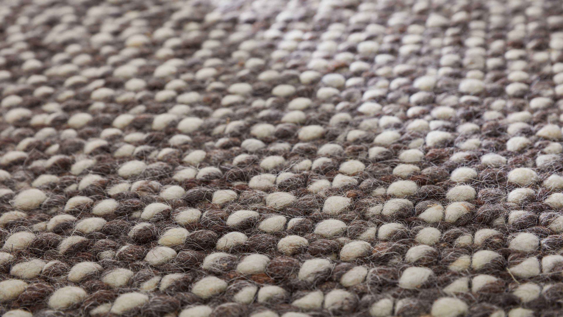 Handwebteppich Interliving aus Naturfaser in Braun Interliving Teppich Serie B-8001 perlfarbene Schurwolle – ca. 90 x 170 cm