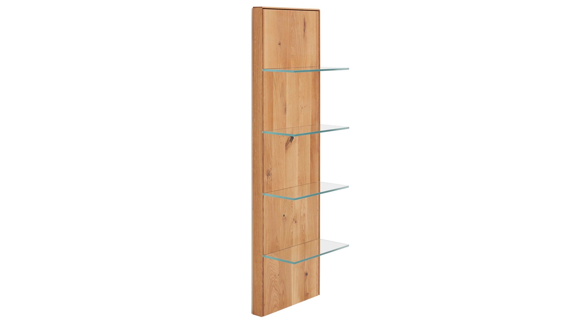Regal Interliving aus Holz in Holzfarben Interliving Wohnzimmer Serie 2020 - Aufsatzpaneel Asteiche & Klarglas – ca. 47 x 147 cm