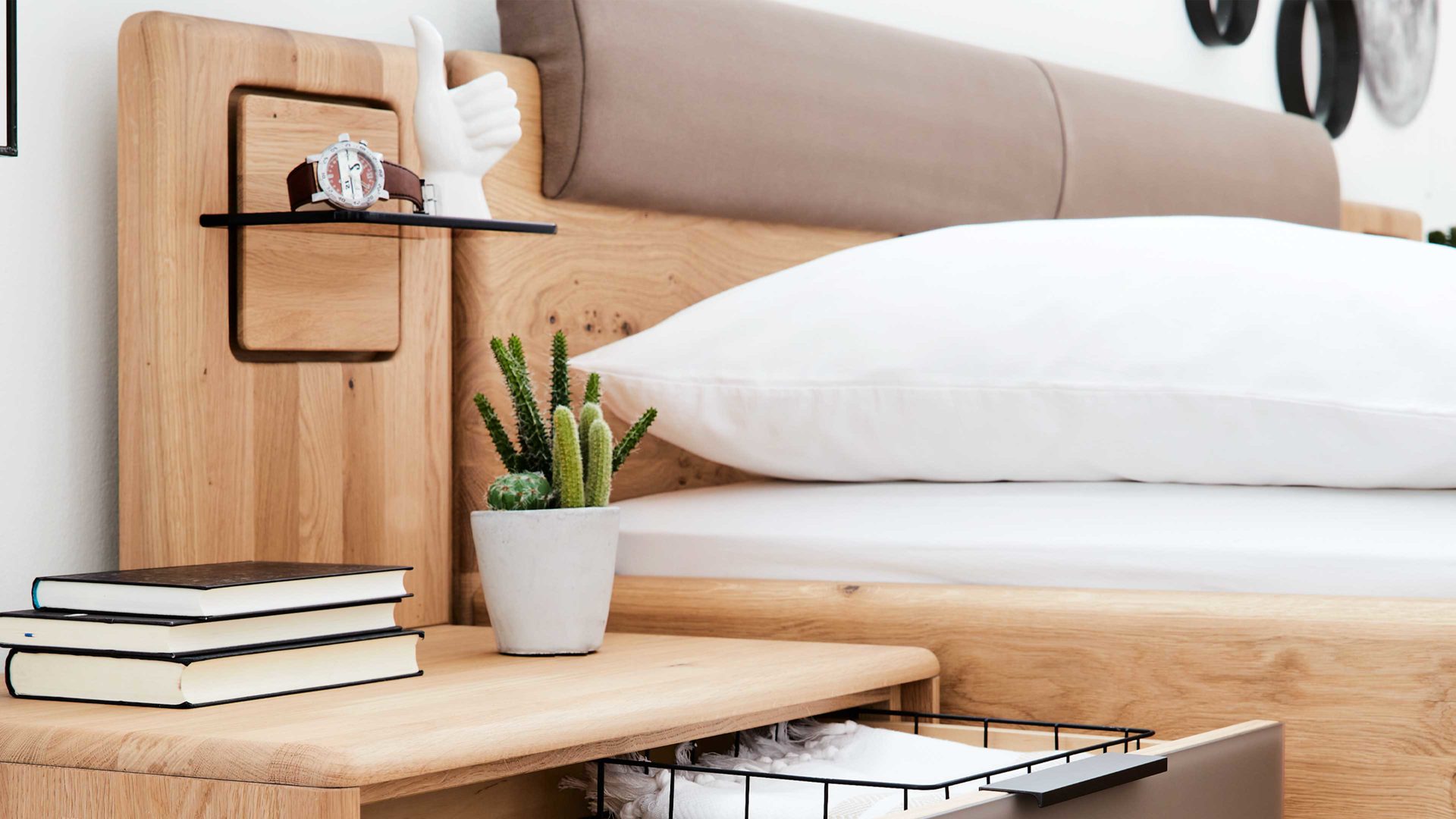 Paneel Interliving aus Holz in Holzfarben Interliving Schlafzimmer Serie 1015 – Paneel-Set 1672 Wildeiche & Colorglas – zweiteilig