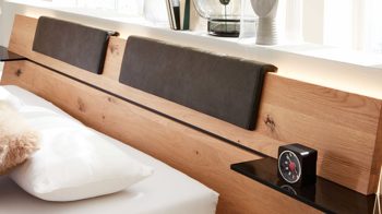 Kissen-Set Interliving aus Stoff in Dunkelgrau Interliving Schlafzimmer Serie 1019 – Kopfteilpolster-Set graues Kunstleder – zweiteilig, für ca. 160 cm Breite