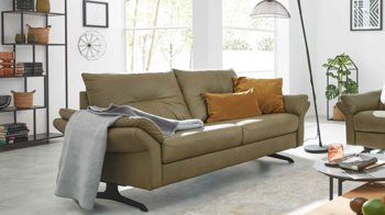 Zweisitzer Interliving aus Leder in Grün Interliving Sofa Serie 4400 - Zweisitzer olivgrünes Leder EVI 33 - Breite ca. 198 cm