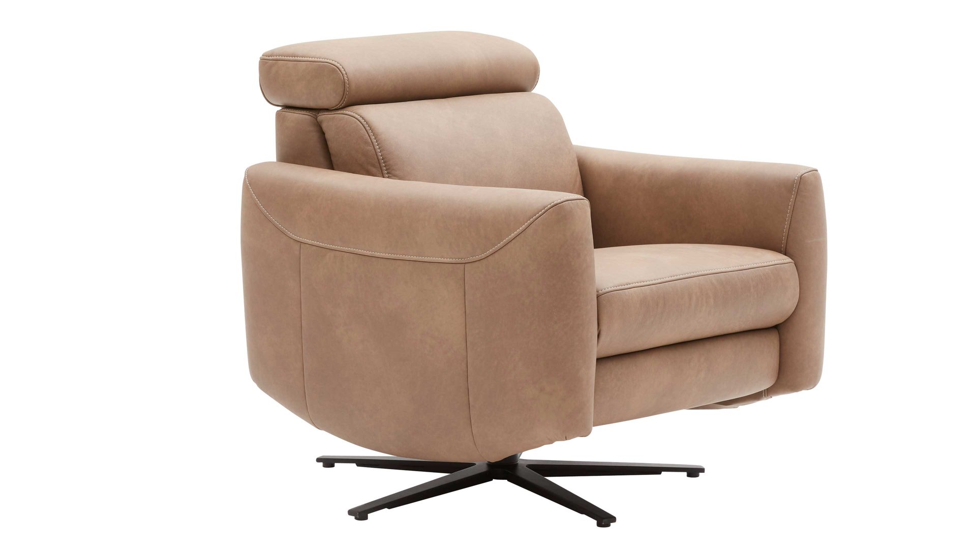 Relaxsessel comfortmaster besser sitzen, liegen, leben aus Leder in Hellbraun Comfortmaster 7180 - Relaxsessel 23L44 manuell - wüstenfarbenes LongLife-Leder & anthrazitfarbener Sternfuß