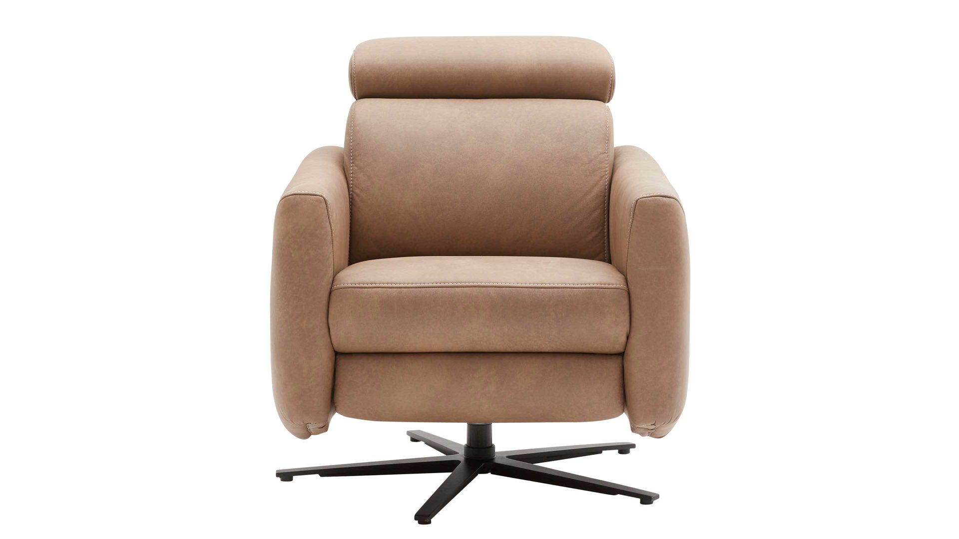 Relaxsessel comfortmaster besser sitzen, liegen, leben aus Leder in Hellbraun Comfortmaster 7180 - Relaxsessel 23L44 manuell - wüstenfarbenes LongLife-Leder & anthrazitfarbener Sternfuß