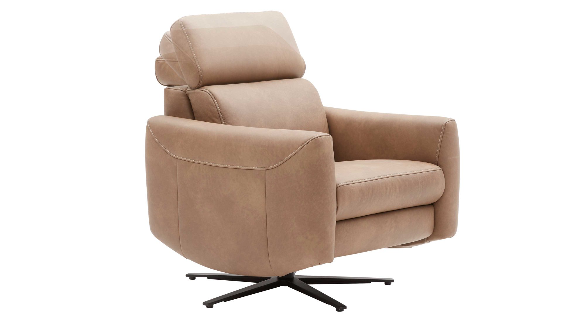 Relaxsessel comfortmaster besser sitzen, liegen, leben aus Leder in Hellbraun Comfortmaster 7180 - Relaxsessel 23L44 manuell - wüstenfarbenes LongLife-Leder & anthrazitfarbener Sternfuß