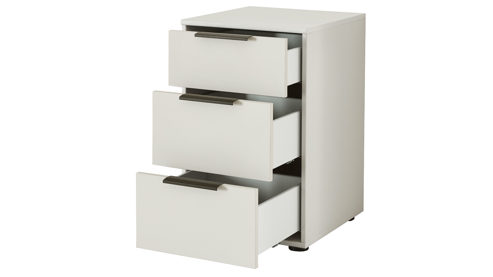 Nachtkommode Wiemann | oeseder aus Holz in Weiß Kleiderschrankprogramm Phoenix – Nachtkommode Weiß & Schiefer - drei Schübe, ca. 40 x 63 cm