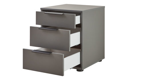 Nachtkommode Wiemann | oeseder aus Holz in Dunkelgrau Kleiderschrankprogramm Phoenix – Nachtkommode Lava & Schwarz - drei Schübe, ca. 40 x 48 cm