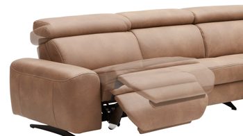 Ecksofa comfortmaster besser sitzen, liegen, leben aus Leder in Hellbraun Comfortmaster 1180 Spektra - Ecksofa mit Wall-Free wüstenfarbenes LongLife-Leder - Stellfläche ca. 280 x 239 cm