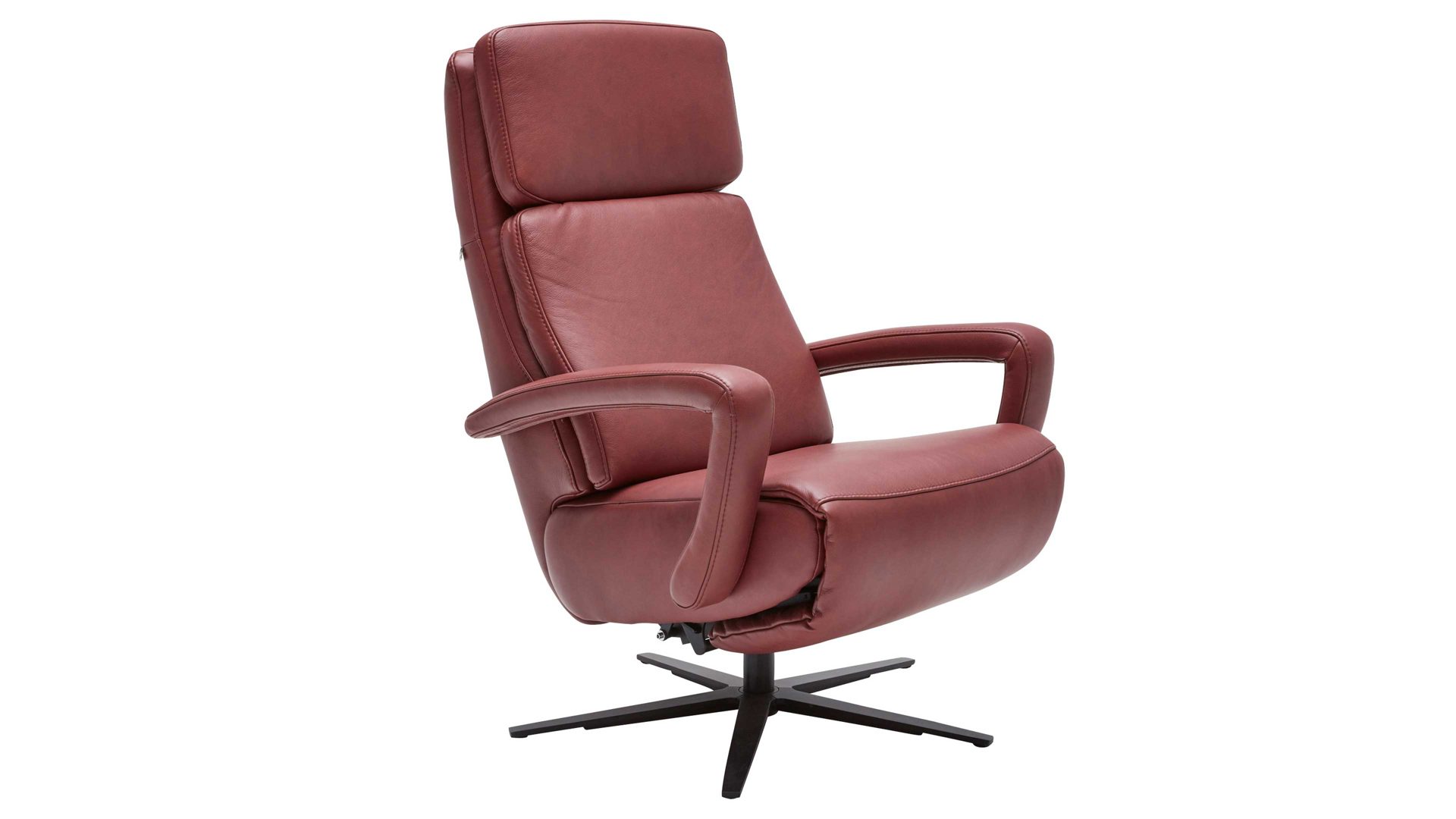 Relaxsessel Interliving aus Leder in Dunkelrot Interliving Sessel Serie 4541 – Relaxsessel F motorisch - barolofarbenes LongLife-Leder Rodeo & Sternfuß V4S