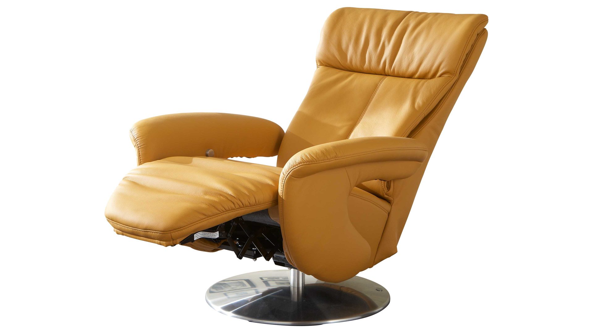 Relaxsessel comfortmaster besser sitzen, liegen, leben aus Leder in Orange Comfortmaster 7333 Easy-Swing-Sessel 36N als Sitzmöbel safranfarbenes LongLife-Leder Rustika & Metall-Tellerfuß