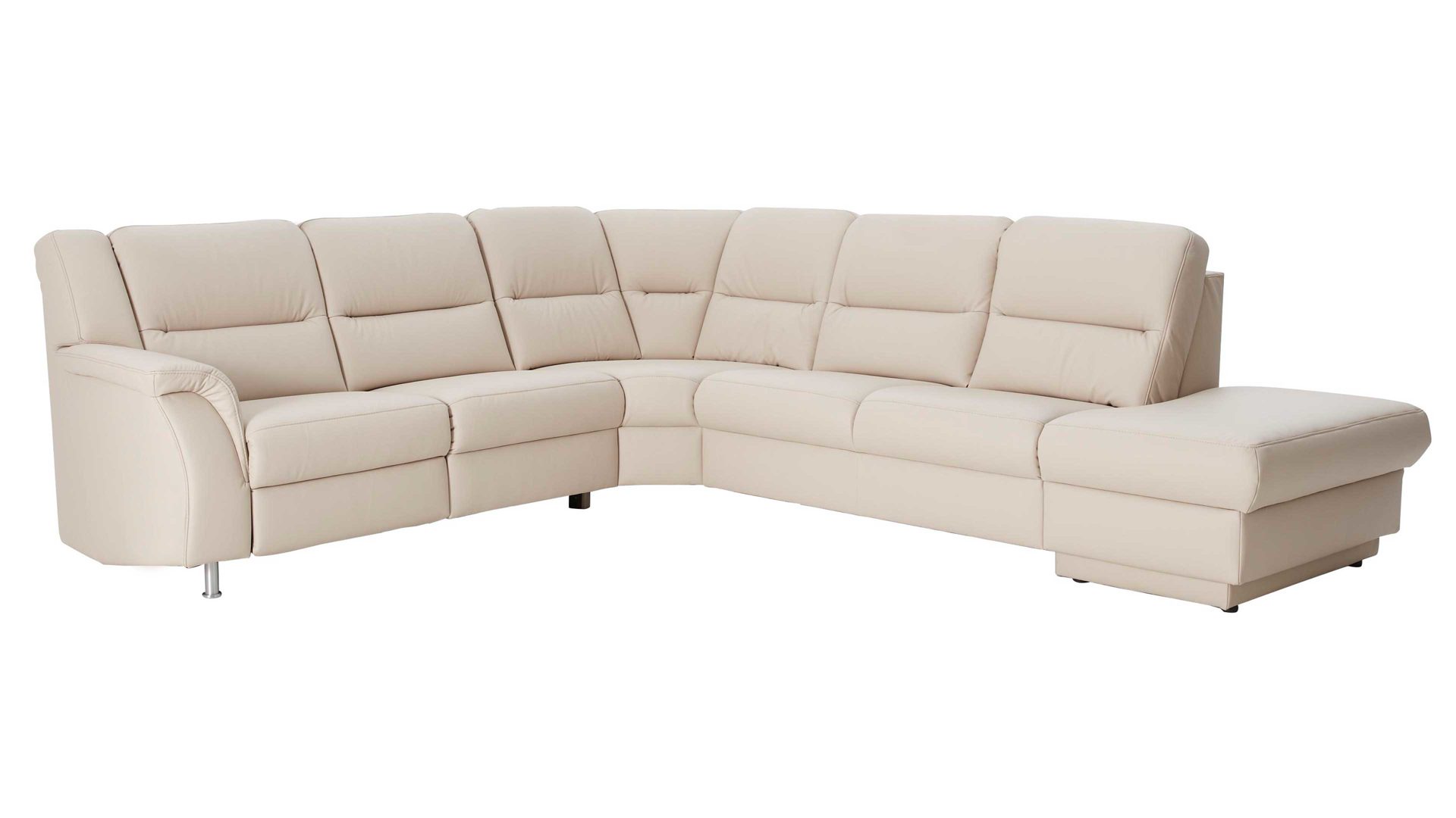 Ecksofa modulmaster aus Leder in Beige Modulmaster 1104 - Relax-Wohnlandschaft mit Federkern marmorfarbenes LongLife-Leder LG18 – Stellfläche ca. 251 x 290 cm