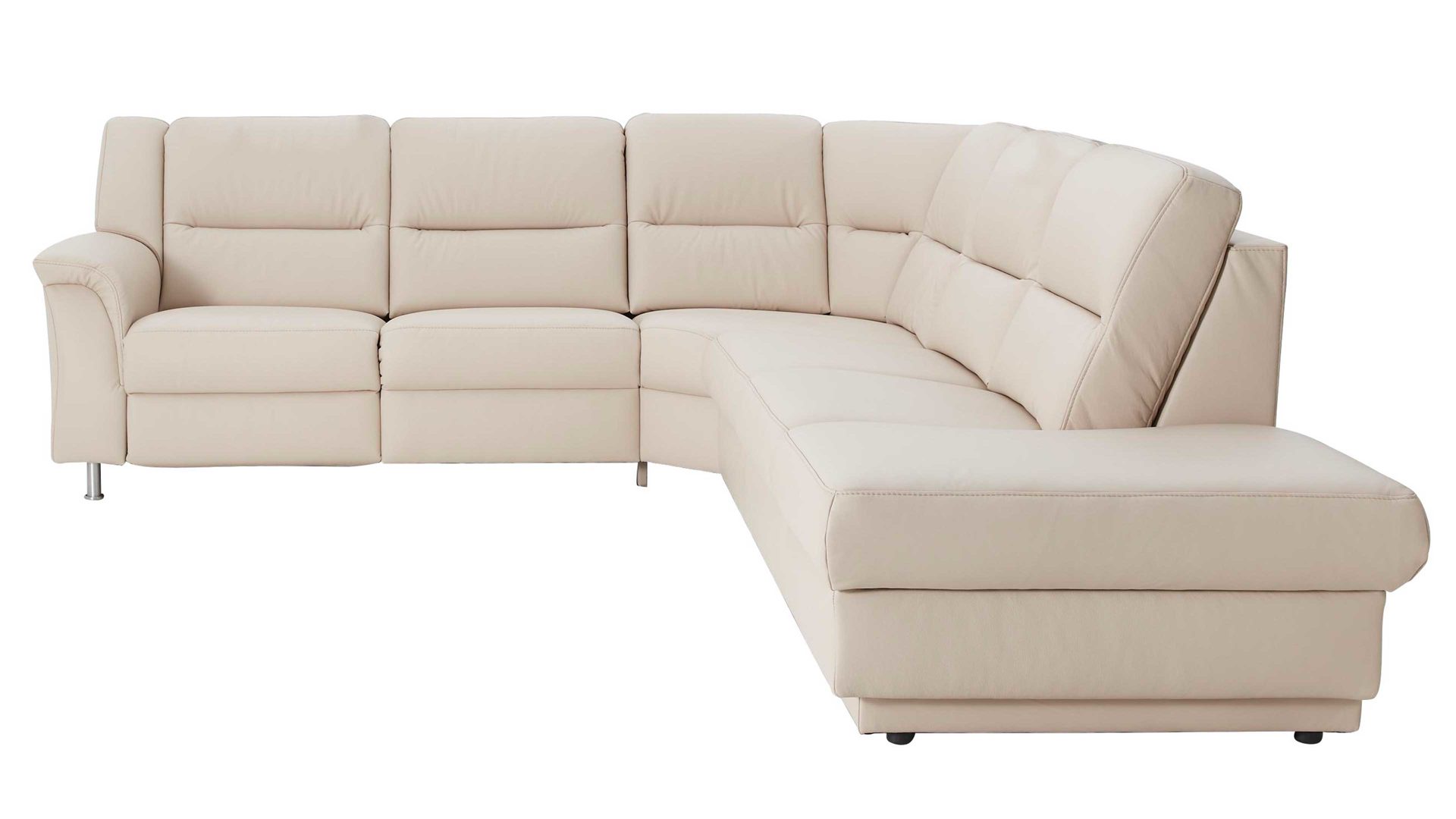 Ecksofa modulmaster aus Leder in Beige Modulmaster 1104 - Relax-Wohnlandschaft mit Federkern marmorfarbenes LongLife-Leder LG18 – Stellfläche ca. 251 x 290 cm