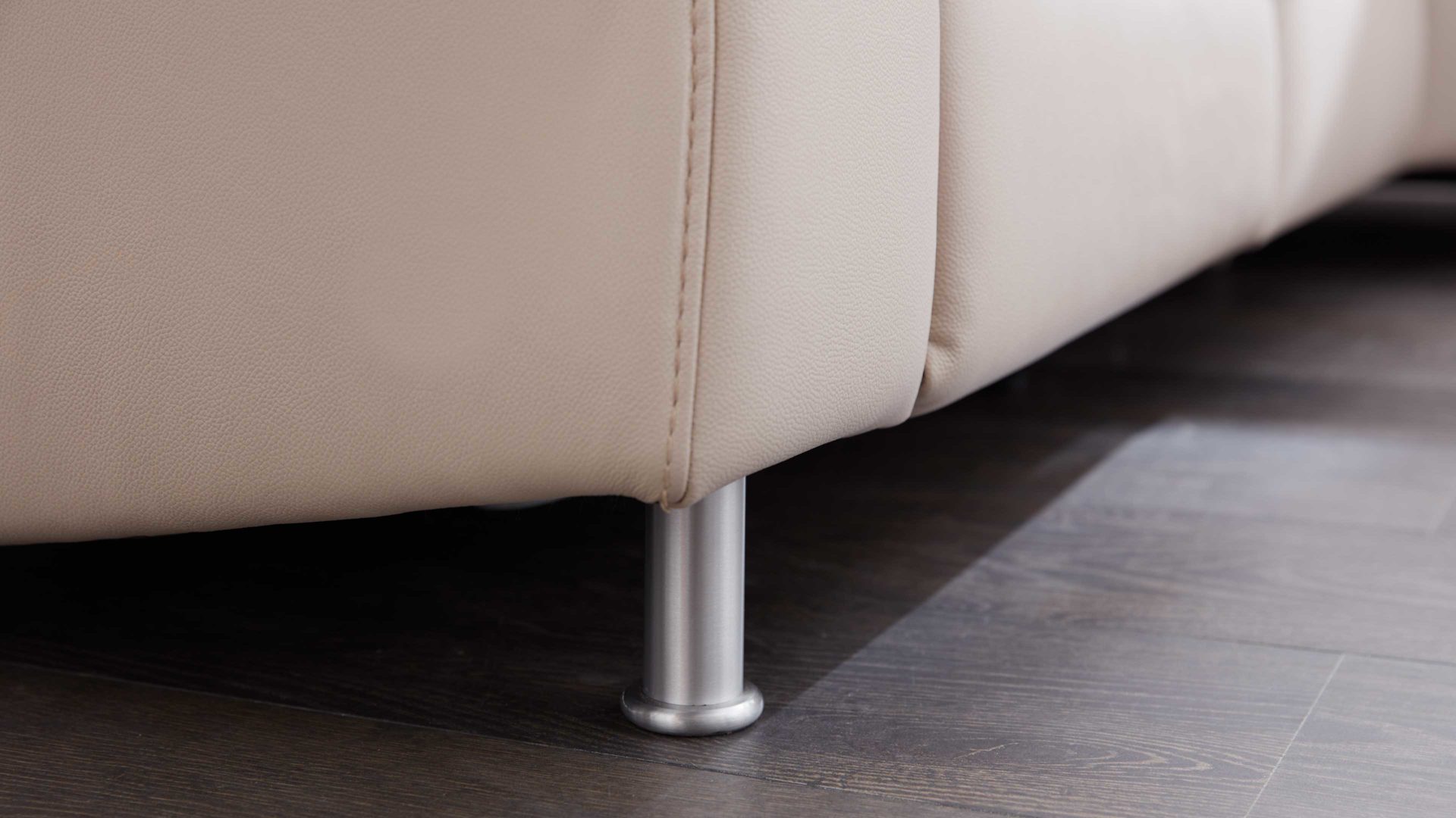 Ecksofa modulmaster aus Leder in Beige Modulmaster 1104 - Relax-Wohnlandschaft mit Federkern marmorfarbenes LongLife-Leder LG18 – Stellfläche ca. 251 x 290 cm