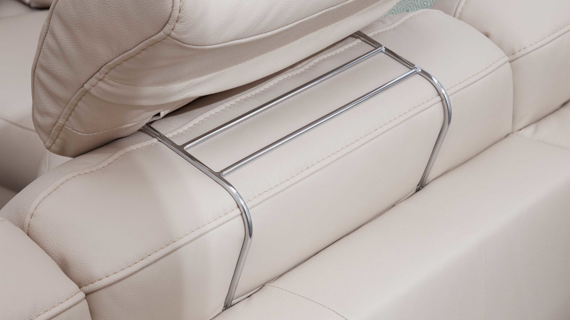 Kopfstütze modulmaster aus Leder in Beige Modulmaster 1104 - Kopfstütze 93X marmorfarbenes LongLife-Leder LG18 - ca. 47 x 26 cm