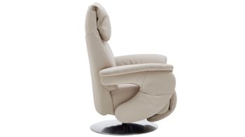 Relaxsessel comfortmaster besser sitzen, liegen, leben aus Leder in Weiß Comfortmaster 7304 - Easy-Swing-Sessel 31N nebelfarbenes LongLife-Leder Rustika & edelstahlfarbener Tellerfuß