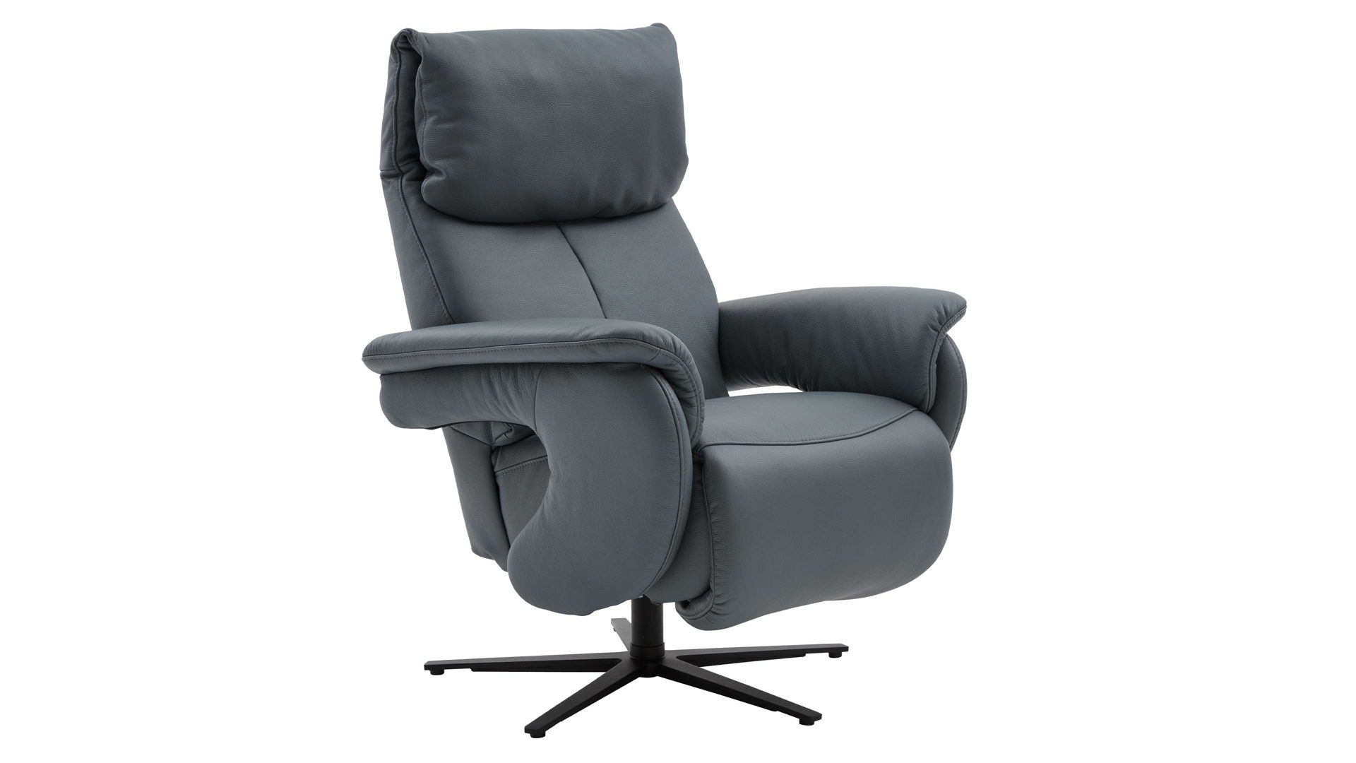 Relaxsessel comfortmaster besser sitzen, liegen, leben aus Leder in Blau Comfortmaster 7304 - Easy-Swing-Sessel 31V blaues LongLife-Leder Rustika & Sternfuß