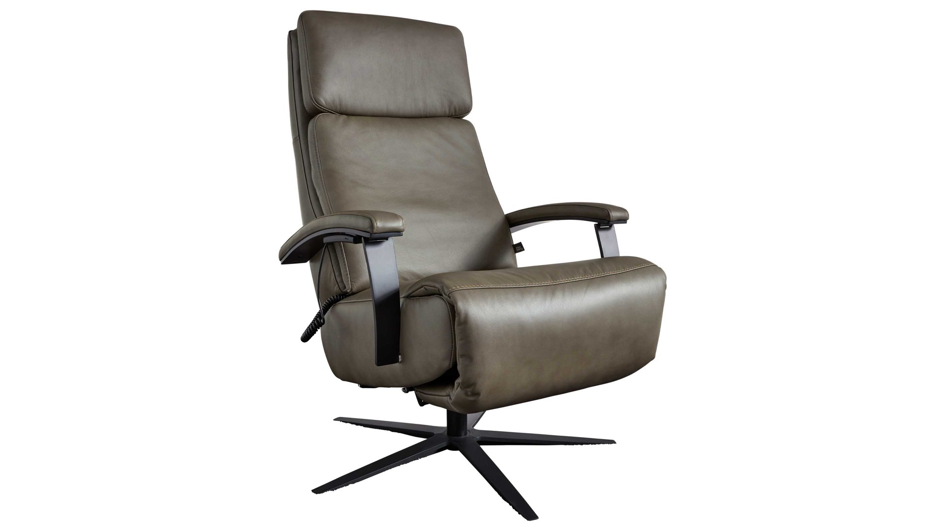 Relaxsessel Interliving aus Leder in Grau Interliving Sessel Serie 4541 – Relaxsessel F motorisch - steingraues LongLife-Leder Vivre & Sternfuß V4S