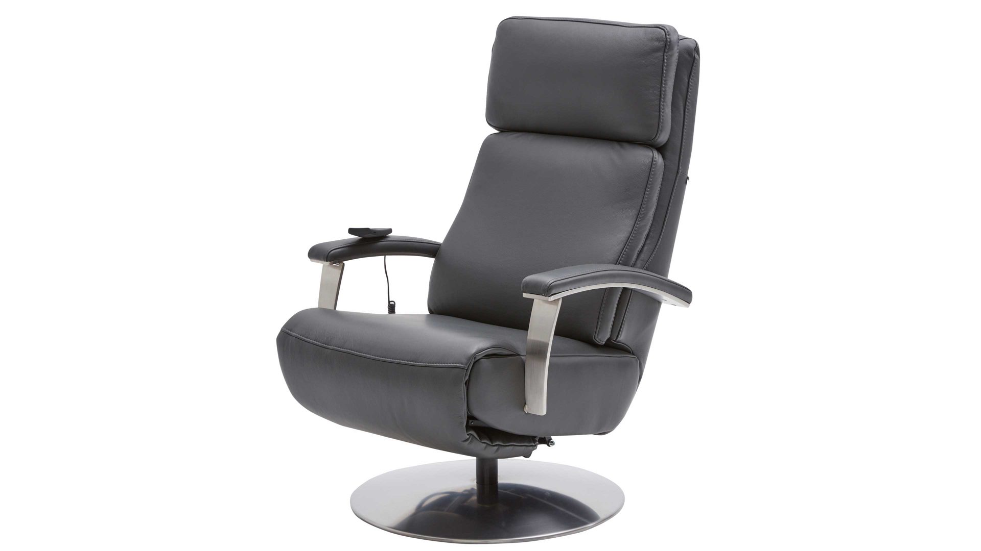 Relaxsessel Interliving aus Leder in Anthrazit Interliving Sessel Serie 4541 – Relaxsessel motorisch - anthrazitfarbenes LongLife-Leder Credo & Tellerfuß V6