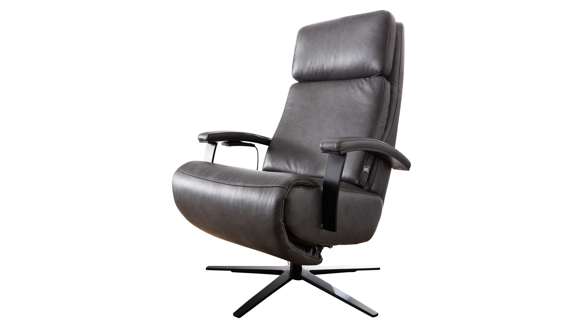 Relaxsessel Interliving aus Leder in Schwarz Interliving Sessel Serie 4541 – Relaxsessel F motorisch - anthrazitfarbenes LongLife-Leder Texas & Sternfuß V4S