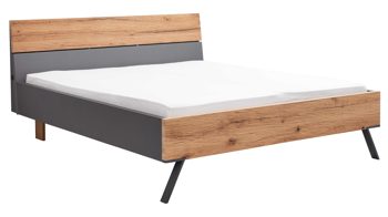 Komplettzimmer Interliving aus Holz in Dunkelgrau Interliving Schlafzimmer Serie 1025 – Komplettzimmer Graphit & Balkeneiche gehackt - vierteilig, Liegefläche ca. 180 x 200 cm