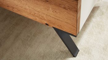 Bettgestell Interliving aus Holz in Weiß Interliving Schlafzimmer Serie 1025 – Bettgestell 531341 Liegefläche ca. 180 x 200 cm - Weiß & Balkeneiche gehackt