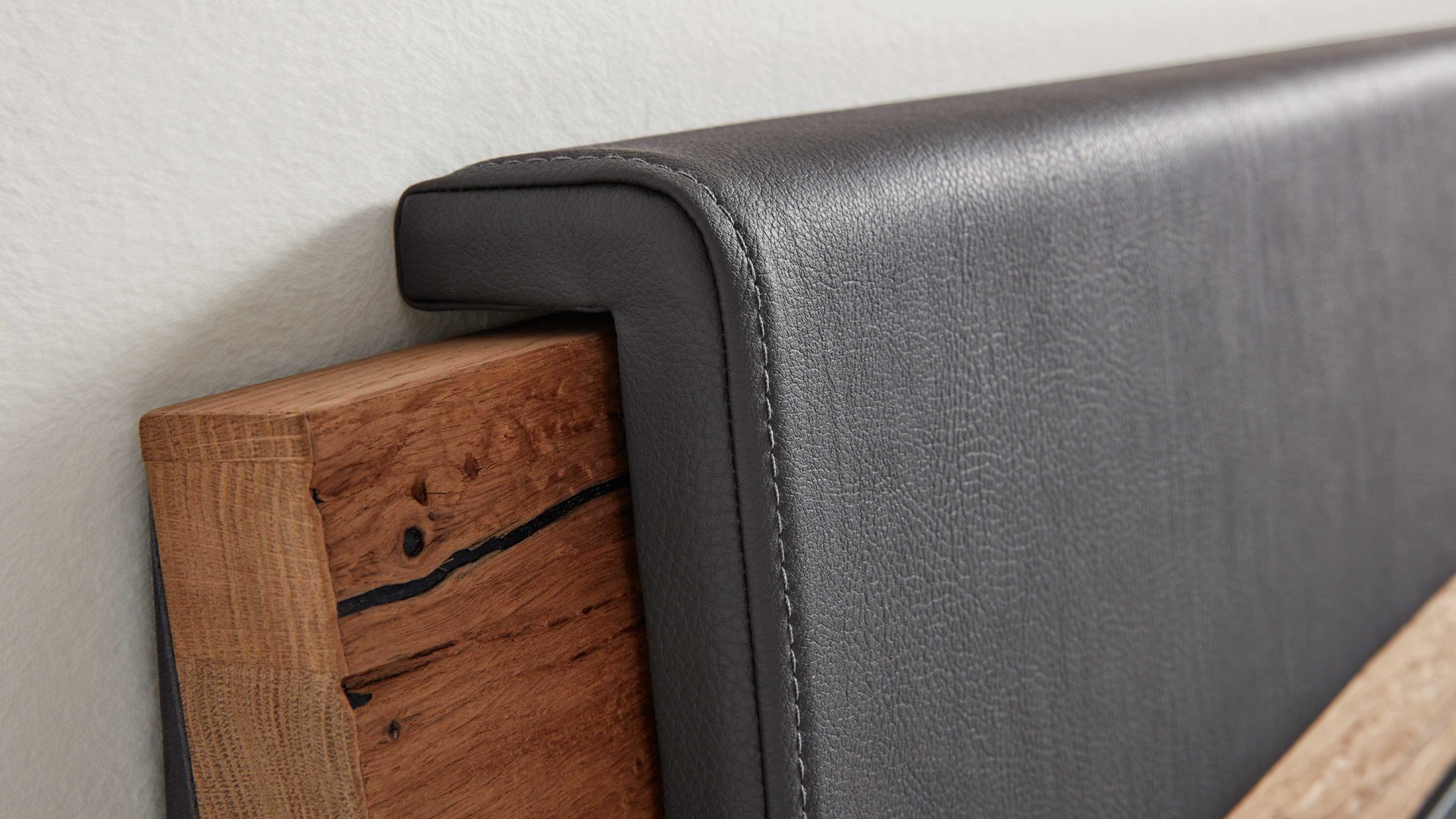 Kopfstütze Interliving aus Stoff in Dunkelgrau Interliving Schlafzimmer Serie 1025 – Kopfteilpolster-Set Länge ca. 82 cm - graphitfarbenes Kunstleder