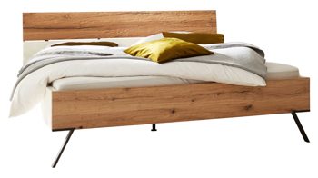 Bettgestell Interliving aus Holz in Weiß Interliving Schlafzimmer Serie 1025 – Bettgestell Liegefläche ca. 200 x 200 cm - Weiß & Balkeneiche gehackt