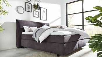Boxspringbett Interliving aus Stoff in Dunkelgrau Interliving Bettsystem Serie 1414 - Boxspringbett dunkelgrauer Stoffbezug ENF 09 - Liegefläche ca. 180 x 200 cm