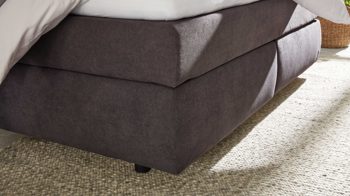 Boxspringbett Interliving aus Stoff in Dunkelgrau Interliving Bettsystem Serie 1414 - Boxspringbett dunkelgrauer Stoffbezug ENF 09 - Liegefläche ca. 180 x 200 cm