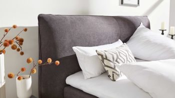 Boxspringbett Interliving aus Stoff in Dunkelgrau Interliving Bettsystem Serie 1414 - Boxspringbett dunkelgrauer Stoffbezug ENF 09 - Liegefläche ca. 180 x 200 cm