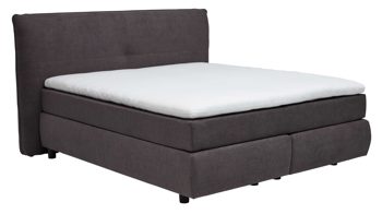 Boxspringbett Interliving aus Stoff in Dunkelgrau Interliving Bettsystem Serie 1414 - Boxspringbett dunkelgrauer Stoffbezug ENF 09 - Liegefläche ca. 160 x 200 cm