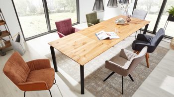 Auszugtisch Interliving aus Holz in Holzfarben Interliving Esszimmer Serie 5111 – Auszugtisch 6813-79 Charakter-Eiche & schwarzes Eisen – ca. 180-260 x 100 cm