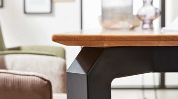 Auszugtisch Interliving aus Holz in Holzfarben Interliving Esszimmer Serie 5111 – Auszugtisch 6813-79 Charakter-Eiche & schwarzes Eisen – ca. 180-260 x 100 cm