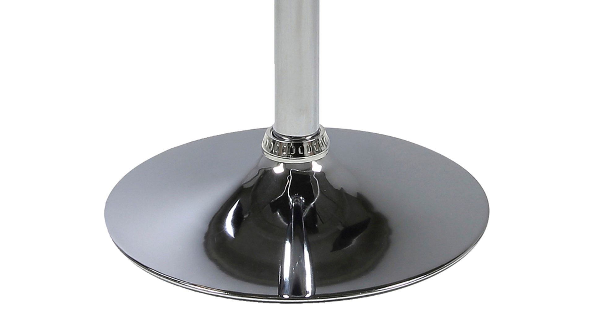 Barhocker Actona group aus Kunstfaser in Schwarz Barhocker mit Trompetenfuß bzw. Tresenstuhl Sylvia schwarzes Kunstleder & Chrom