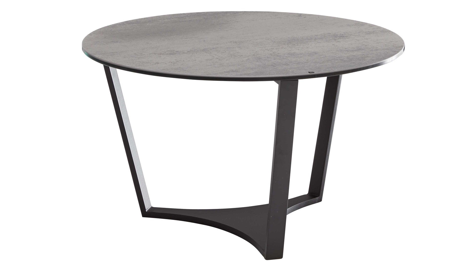 Couchtisch Interliving aus Keramik in Dunkelgrau Interliving Couchtisch Serie 6208 - Couchtisch titanfarbene Keramik & schwarzer Stahl - Durchmesser ca. 75 cm