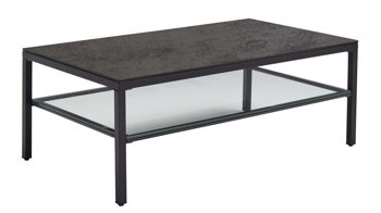 Couchtisch Interliving aus Keramik in Dunkelgrau Interliving Couchtisch Serie 6210 - Couchtisch CT194TI titanfarbene Keramik & schwarzer Stahl - ca. 120 x 70 cm