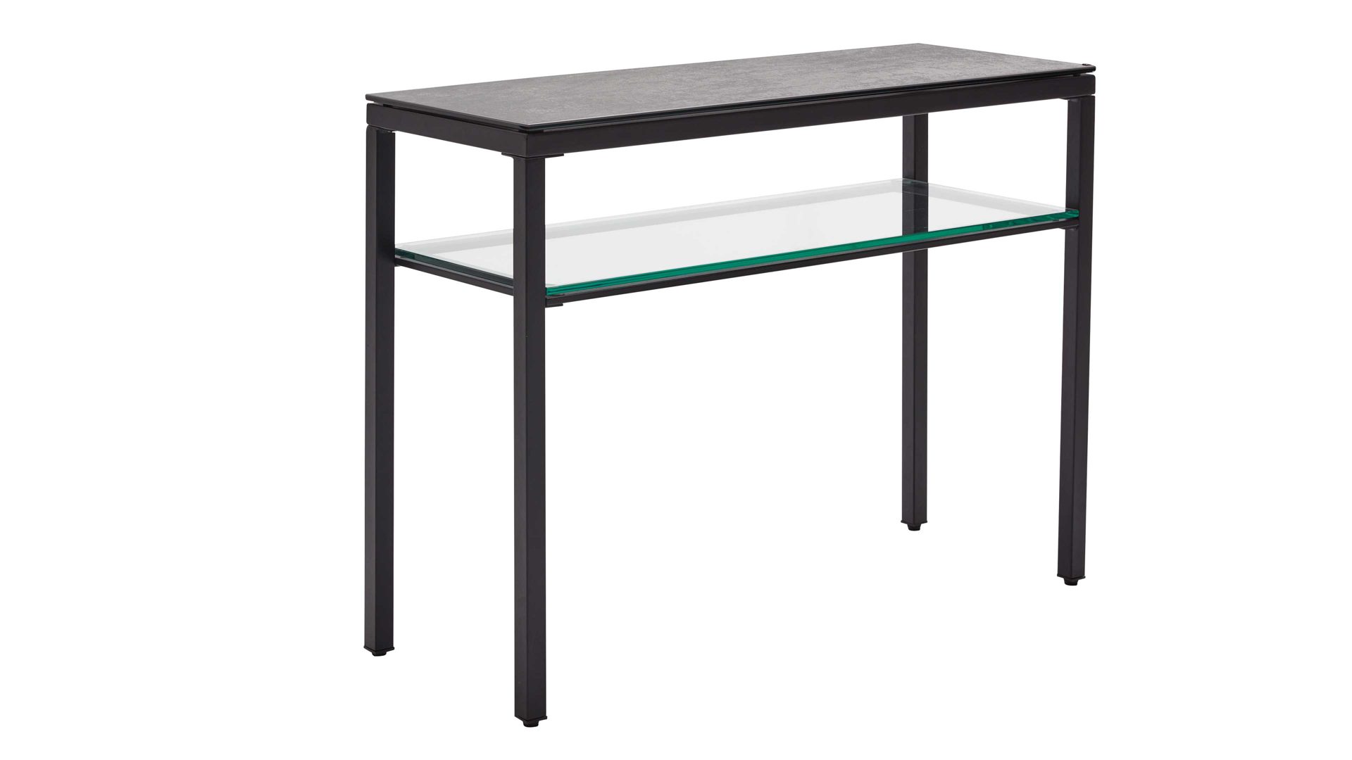 Konsoltisch Interliving aus Keramik in Grau Interliving Couchtisch Serie 6210 - Konsoltisch zementgrau Keramik & schwarzer Stahl - ca. 100 x 38 cm