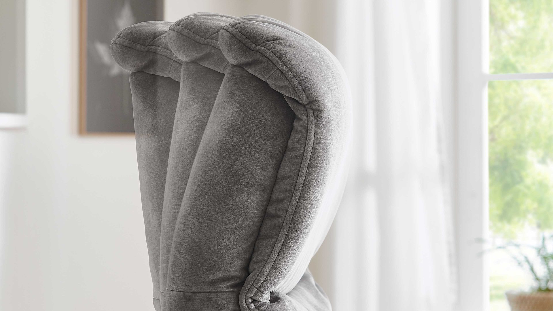 Relaxsessel modulmaster aus Stoff in Hellgrau Modulmaster MM-ZE1062 - Relaxsessel 1DRF silberfarbener Velours Amira & Sternfuß V1S