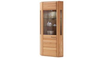 Vitrine Mca furniture aus Holz in Holzfarben Wohnprogramm Sena - Eckvitrine als Wohnzimmermöbel geölte Kernbuche – eine Tür