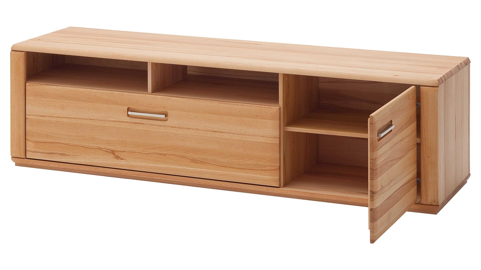 Medienmöbel Mca direkt aus Holz in Holzfarben Wohnprogramm Sena - TV-Element bzw. TV-Möbel geölte Kernbuche – eine Tür, eine Schublade, zwei offene Fächer