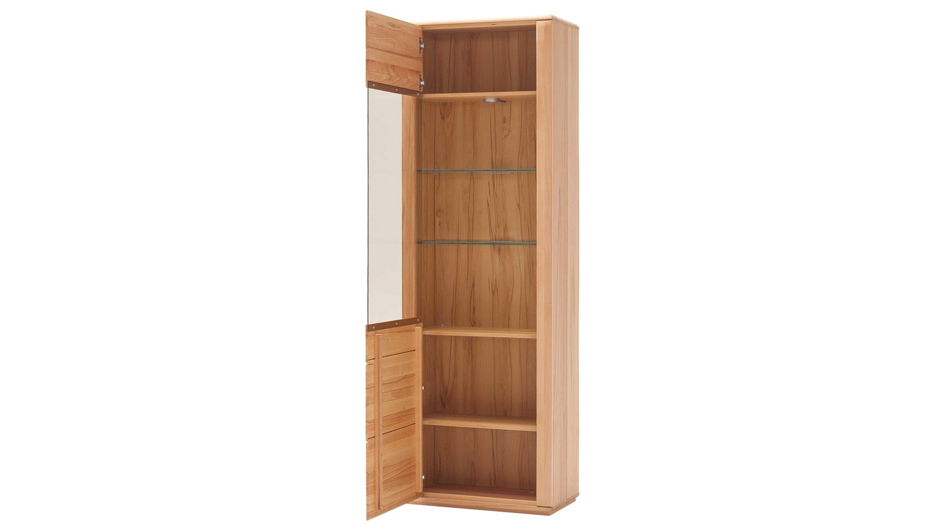 Vitrine Mca furniture aus Holz in Holzfarben Wohnprogramm Sena - Vitrinenschrank bzw. Wohnzimmerschrank geölte Kernbuche – eine Tür