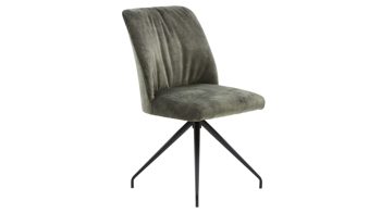 Tischgruppe Interliving aus Stoff in Grün Interliving Esszimmer Serie 5110 - Essgruppe mit Holztisch grüner Bezug Genova, schwarzer Spinnenfuß & Eiche natur