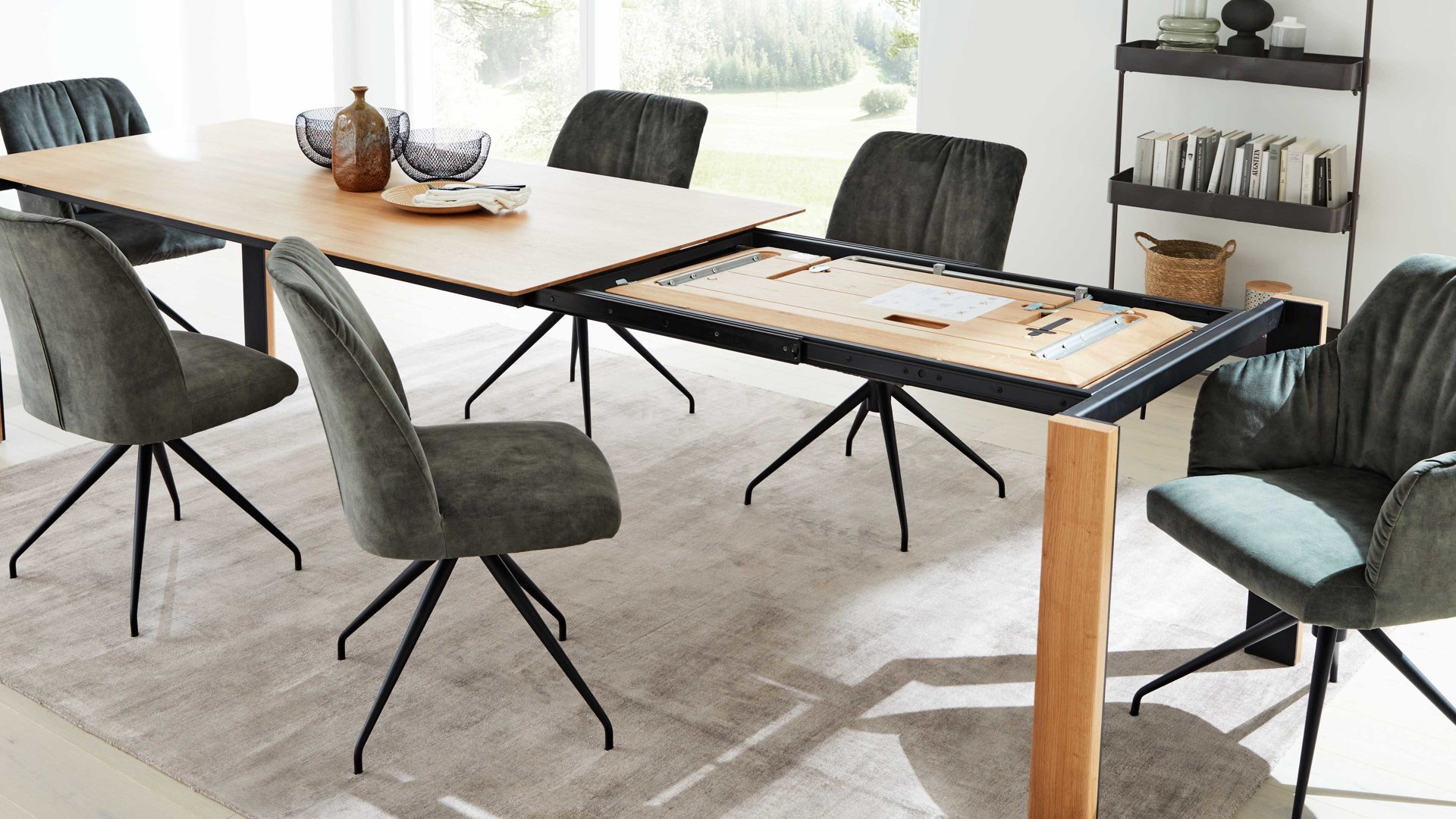 Auszugtisch Interliving aus Holz in Holzfarben Interliving Esszimmer Serie 5110 - Auszugtisch T0701 Eiche natur - ca. 160 - 260 x 90 cm