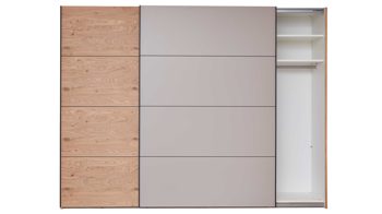 Kleiderschrank Interliving aus Holz in Grau Interliving Schlafzimmer Serie 1024 – Schwebetürenschrank Design 28,  Taupe & Balkeneiche - zwei Türen, Breite ca. 301 cm