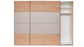 Kleiderschrank Interliving aus Holz in Grau Interliving Schlafzimmer Serie 1024 – Schwebetürenschrank Design 25,  Taupe & Balkeneiche - zwei Türen, Breite ca. 271 cm