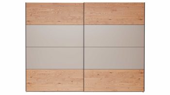 Kleiderschrank Interliving aus Holz in Grau Interliving Schlafzimmer Serie 1024 – Schwebetürenschrank 983344 Design 25,  Taupe & Balkeneiche - zwei Türen, Breite ca. 331 cm